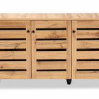 Baxton Studio Gisela Modern and Contemporary Oak Brown Finished Wood 3-Door Shoe Storage Cabinet