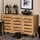 Baxton Studio Gisela Modern and Contemporary Oak Brown Finished Wood 3-Door Shoe Storage Cabinet