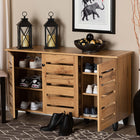 Baxton Studio Gisela Modern and Contemporary Oak Brown Finished Wood 3-Door Shoe Storage Cabinet
