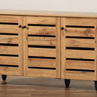 Baxton Studio Gisela Modern and Contemporary Oak Brown Finished Wood 3-Door Shoe Storage Cabinet