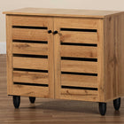 Baxton Studio Gisela Modern and Contemporary Oak Brown Finished Wood 2-Door Shoe Storage Cabinet