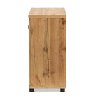 Baxton Studio Zentra Modern and Contemporary Oak Brown Finished Wood 2-Door Storage Cabinet with Glass Doors