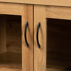 Baxton Studio Zentra Modern and Contemporary Oak Brown Finished Wood 2-Door Storage Cabinet with Glass Doors