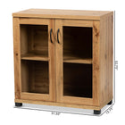 Baxton Studio Zentra Modern and Contemporary Oak Brown Finished Wood 2-Door Storage Cabinet with Glass Doors