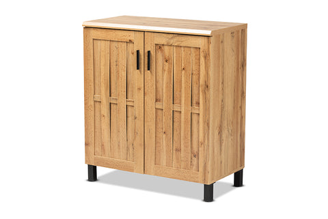 Baxton Studio Excel Modern and Contemporary Oak Brown Finished Wood 2-Door Storage Cabinet