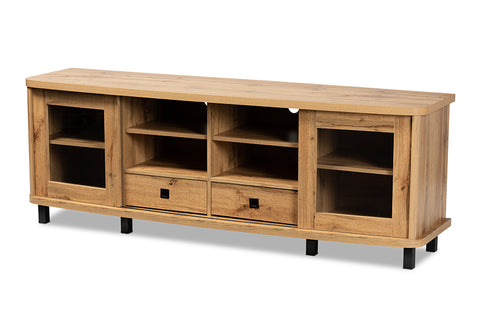 Baxton Studio Walda Modern and Contemporary Oak Brown Finished Wood 2-Drawer TV Stand 
