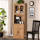 Baxton Studio Laurana Modern and Contemporary Oak Brown Finished Wood Kitchen Cabinet and Hutch