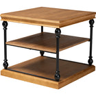 Baxton Studio Sebastian Traditional Industrial Oak Brown Finished Wood and Black Metal 3-Tier End Table