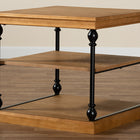 Baxton Studio Sebastian Traditional Industrial Oak Brown Finished Wood and Black Metal 3-Tier End Table