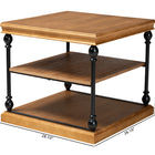 Baxton Studio Sebastian Traditional Industrial Oak Brown Finished Wood and Black Metal 3-Tier End Table