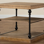 Baxton Studio Sebastian Traditional Industrial Greywashed Wood and Black Metal 3-Tier End Table