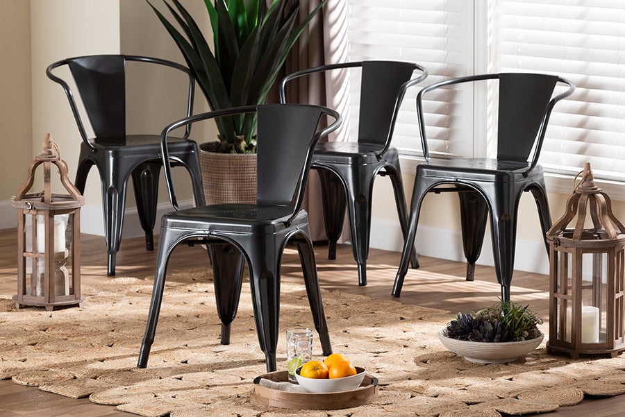 Baxton Studio Ryland Modern Industrial Dark Grey Finished Metal Dining Chair