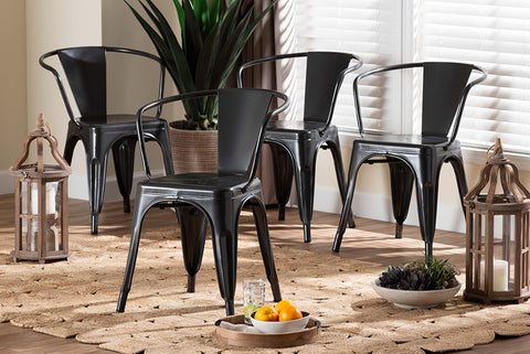 Baxton Studio Ryland Modern Industrial Dark Grey Finished Metal Dining Chair