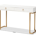 Baxton Studio Beagan Modern and Contemporary White Finished Wood and Gold Metal 2-Drawer Console Table