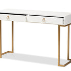 Baxton Studio Beagan Modern and Contemporary White Finished Wood and Gold Metal 2-Drawer Console Table