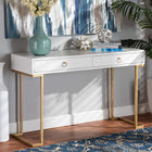 Baxton Studio Beagan Modern and Contemporary White Finished Wood and Gold Metal 2-Drawer Console Table