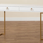 Baxton Studio Beagan Modern and Contemporary White Finished Wood and Gold Metal 2-Drawer Console Table