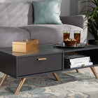 Baxton Studio Kelson Modern and Contemporary Dark Grey and Gold Finished Wood Coffee Table