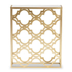 Baxton Studio Calanthe Modern and Contemporary Gold Finished Metal Console Table with Marble Tabletop