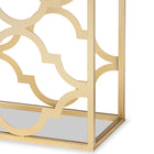 Baxton Studio Calanthe Modern and Contemporary Gold Finished Metal Console Table with Marble Tabletop