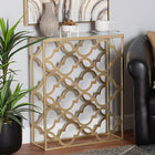 Baxton Studio Calanthe Modern and Contemporary Gold Finished Metal Console Table with Marble Tabletop