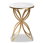 Baxton Studio Jaclyn Modern and Contemporary Gold Finished Metal End Table with Marble Tabletop