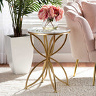 Baxton Studio Jaclyn Modern and Contemporary Gold Finished Metal End Table with Marble Tabletop