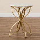Baxton Studio Jaclyn Modern and Contemporary Gold Finished Metal End Table with Marble Tabletop