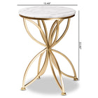 Baxton Studio Jaclyn Modern and Contemporary Gold Finished Metal End Table with Marble Tabletop