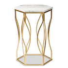 Baxton Studio Kalena Modern and Contemporary Gold Metal End Table with Marble Tabletop