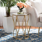 Baxton Studio Kalena Modern and Contemporary Gold Metal End Table with Marble Tabletop