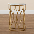 Baxton Studio Kalena Modern and Contemporary Gold Metal End Table with Marble Tabletop