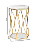Baxton Studio Kalena Modern and Contemporary Gold Metal End Table with Marble Tabletop