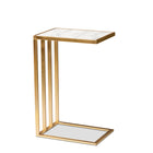 Baxton Studio Parkin Modern and Contemporary Gold Finished Metal C Shaped End Table with Marble Tabletop