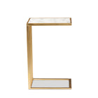 Baxton Studio Parkin Modern and Contemporary Gold Finished Metal C Shaped End Table with Marble Tabletop