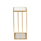 Baxton Studio Parkin Modern and Contemporary Gold Finished Metal C Shaped End Table with Marble Tabletop