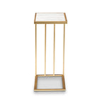 Baxton Studio Parkin Modern and Contemporary Gold Finished Metal C Shaped End Table with Marble Tabletop