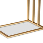 Baxton Studio Parkin Modern and Contemporary Gold Finished Metal C Shaped End Table with Marble Tabletop