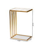 Baxton Studio Parkin Modern and Contemporary Gold Finished Metal C Shaped End Table with Marble Tabletop