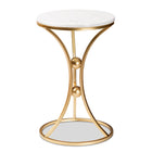 Baxton Studio Tarmon Modern and Contemporary Gold Finished Metal End Table with Marble Tabletop