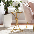 Baxton Studio Tarmon Modern and Contemporary Gold Finished Metal End Table with Marble Tabletop