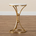 Baxton Studio Tarmon Modern and Contemporary Gold Finished Metal End Table with Marble Tabletop