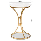 Baxton Studio Tarmon Modern and Contemporary Gold Finished Metal End Table with Marble Tabletop