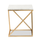 Baxton Studio Hadley Modern and Contemporary Gold Finished Metal End Table with Marble Tabletop