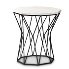 Baxton Studio Venedict Modern and Contemporary Black Metal End Table with Marble Tabletop