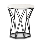 Baxton Studio Venedict Modern and Contemporary Black Metal End Table with Marble Tabletop