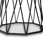 Baxton Studio Venedict Modern and Contemporary Black Metal End Table with Marble Tabletop