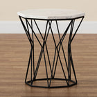 Baxton Studio Venedict Modern and Contemporary Black Metal End Table with Marble Tabletop
