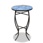 Baxton Studio Gaenor Modern and Contemporary Black Metal and Blue Glass Plant Stand
