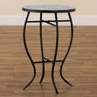 Baxton Studio Gaenor Modern and Contemporary Black Metal and Blue Glass Plant Stand